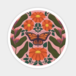 Monarch Butterfly in Milkweed Forest // Midwestern Wildflowers // Mexican Sunflowers Magnet